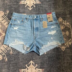 Levi's 501 Jean Shorts with Distressed Details NWT